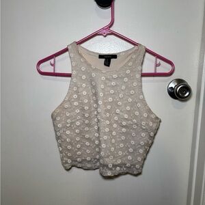 Beige Floral Crop Top